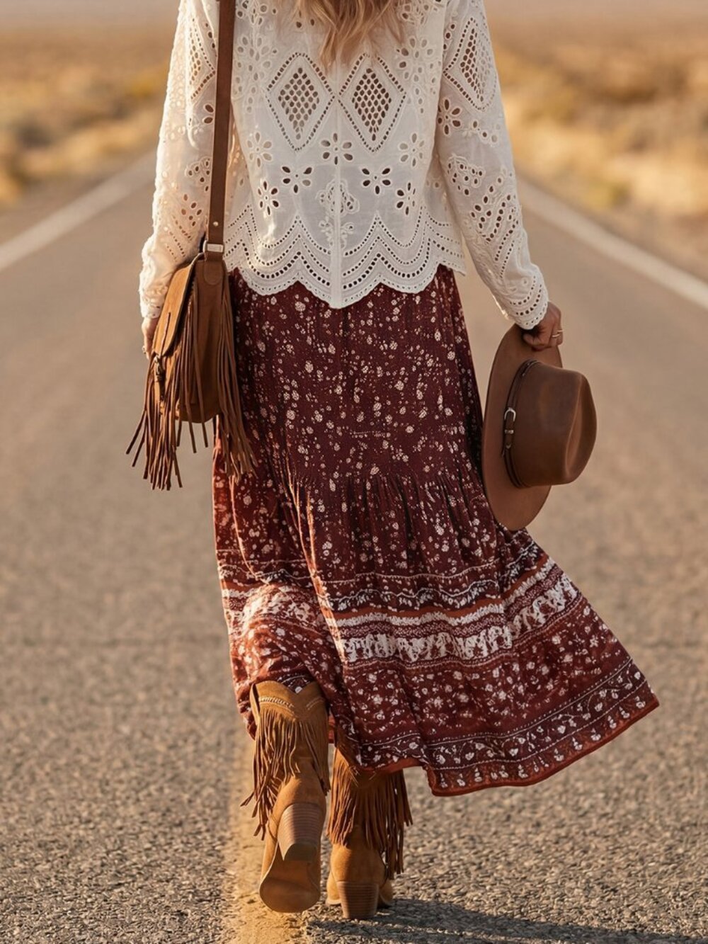 Multicolor Boho Women's Western Style Ditsy Floral Casual Skirt - Picture 2 of 8